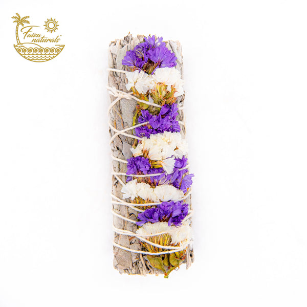 Purple and White Sinuata Flower Smudge Bundles