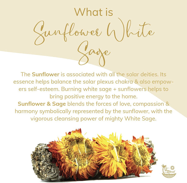 Yellow Sunflower and White Sage Smudge Stick Bundle