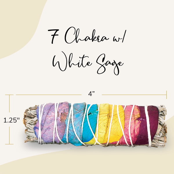 7 Chakra White Sage Smudge Stick Bundle