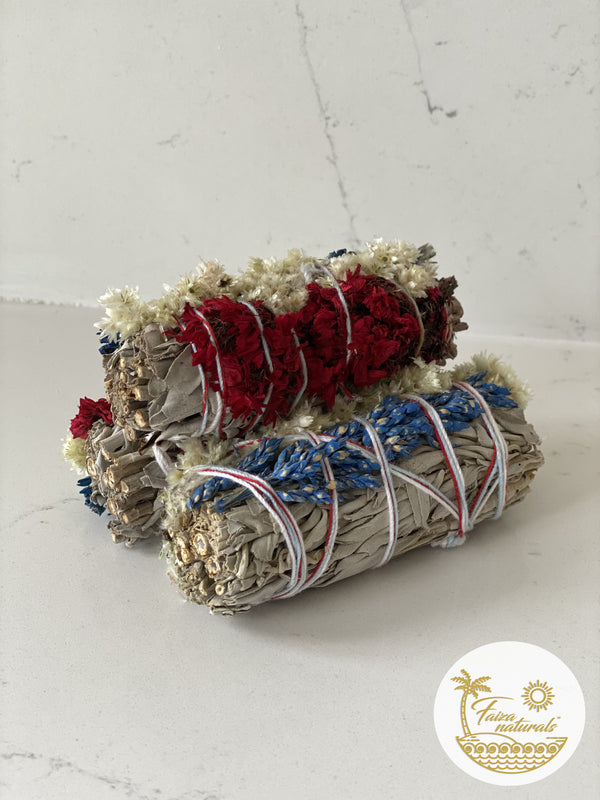Triple Flower with White Sage Bundle