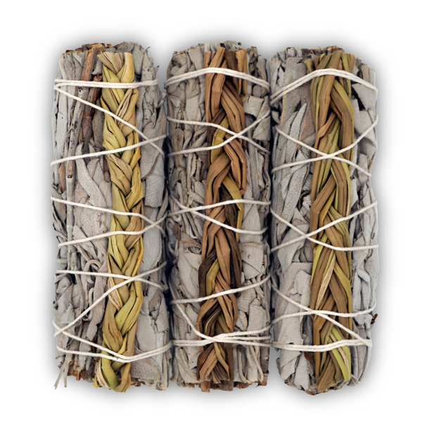 Braided Sweetgrass and White Sage Smudge Stick Bundle