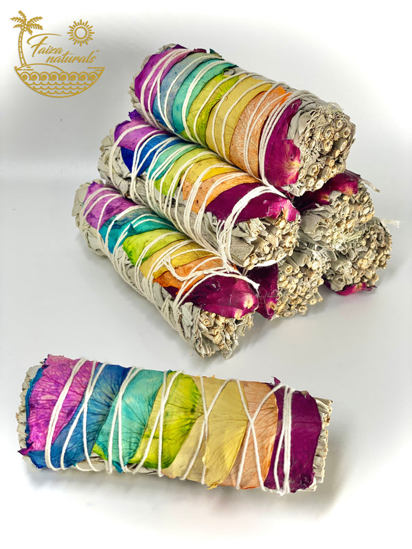 7 Chakra White Sage Smudge Stick Bundle