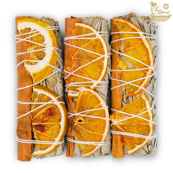 Orange Slice with Cinnamon and White Sage