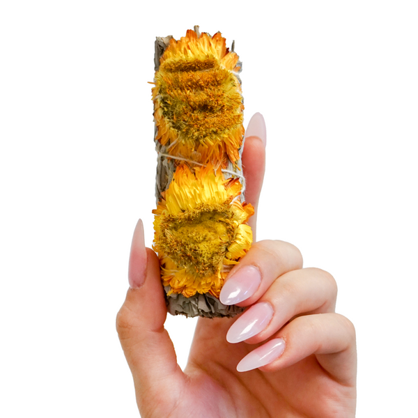 Yellow Sunflower and White Sage Smudge Stick Bundle