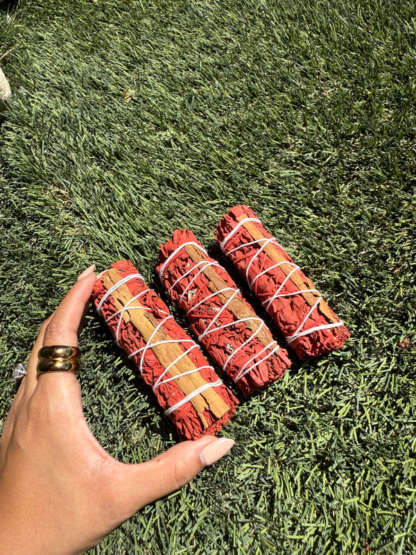 Dragon's Blood with Cinnamon White Sage Smudge Stick