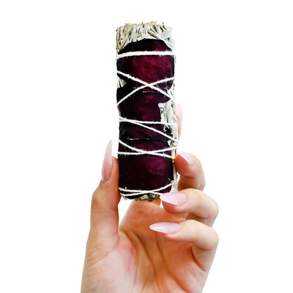 Rose Petals and White Sage Smudge Stick Bundle